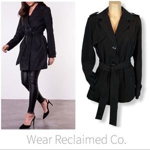 COPY - ESPRIT Black Mid Length Belted Trench Coat